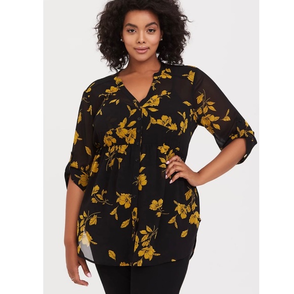 EUC Forever 21 Floral Button Down Chiffon Blouse-Medium - Picture 4 of 9